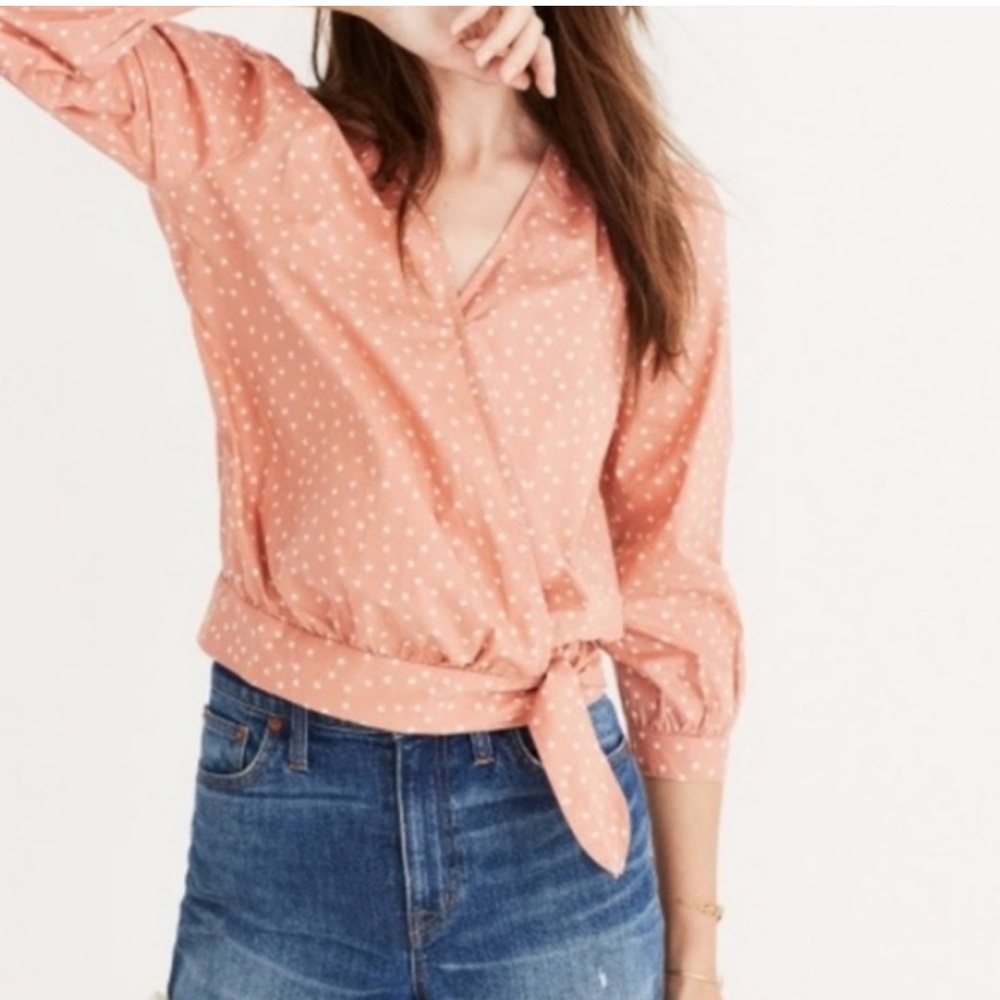 Madewell Star Print Wrap Top Size S